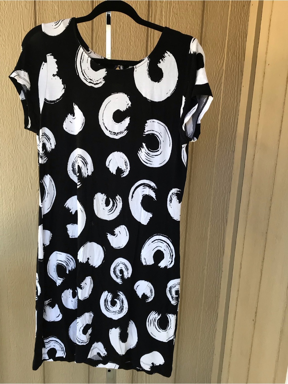 Cynthia Rowley Black Dress with White Brushstroke Circles